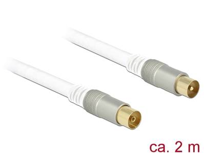 Câble d’antenne IEC mâle > IEC femelle RG-6/U quad shield 2 m blanc Premium