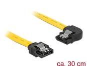 Câble SATA 6 Gb/s mâle droit > SATA mâle coudé à gauche 30 cm métal jaune