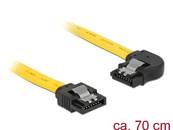 Câble SATA 6 Gb/s mâle droit > SATA mâle coudé à gauche 70 cm métal jaune