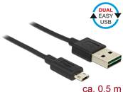 Câble EASY-USB 2.0 Type-A mâle > EASY-USB 2.0 Type Micro-B mâle 0,5 m noir