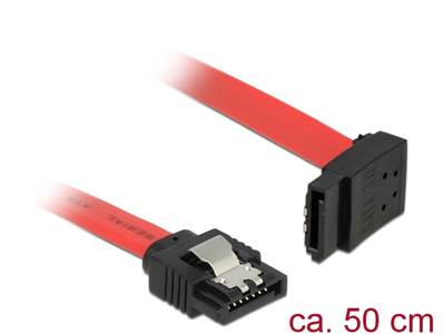 Câble SATA 6 Gb/s mâle droit > SATA mâle coudé vers le haut 50 cm métal rouge