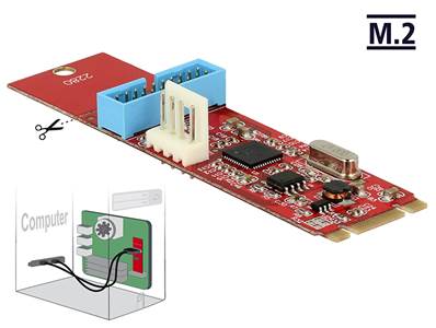 Convertisseur M.2 touche B+M mâle > 1 x embase à broches USB 3.0