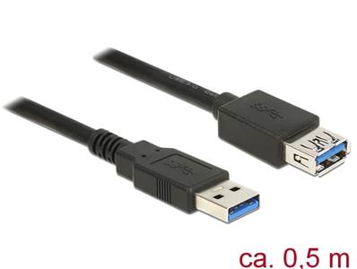 Câble d'extension USB 3.0 Type-A mâle > USB 3.0 Type-A femelle 0,5 m noir
