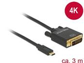 Câble USB Type-C™ mâle > DVI 24+1 mâle (Mode DP Alt) 4K 30 Hz 3 m noir