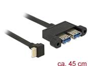 Câble USB 3.1 Gen 2 à clé B 20 broches mâles > 2 x USB 3.1 Gen 2 Type-A femelle monté 45 cm
