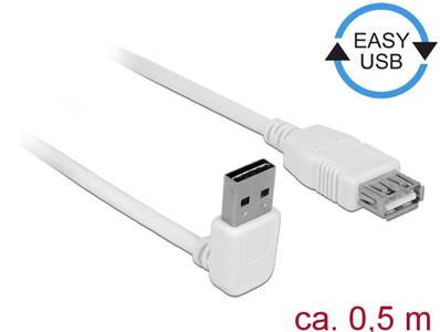 Câble d'extension EASY-USB 2.0 Type-A mâle coudé vers le haut / bas > USB 2.0 Type-A femelle blanc 0