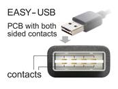 Câble EASY-USB 2.0 Type-A mâle coudé vers la gauche / droite > EASY-USB 2.0 Type Micro-B mâle blanc