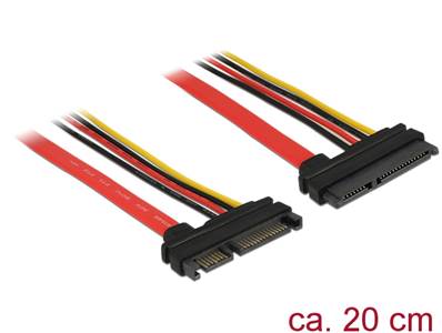 Câble d'extension SATA 6 Gb/s fiche à 22 broches > prise SATA à 22 broches (5 V + 12 V) 20 cm