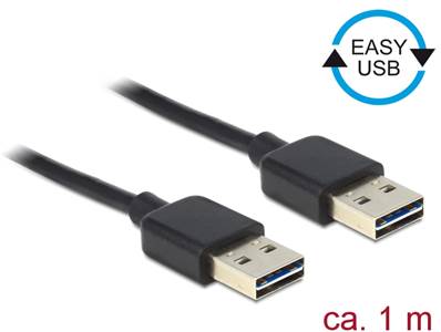 Câble EASY-USB 2.0 Type-A mâle > EASY-USB 2.0 Type-A mâle 1 m noir