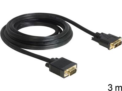 Câble DVI 12+5 mâle > VGA mâle 3 m noir