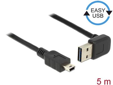 Câble EASY-USB 2.0 Type-A mâle coudé vers le haut / bas > USB 2.0 Type Mini-B mâle 5 m