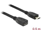 Câble d'extension USB 2.0 Micro-B mâle > USB 2.0 Micro-B femelle 0,5 m