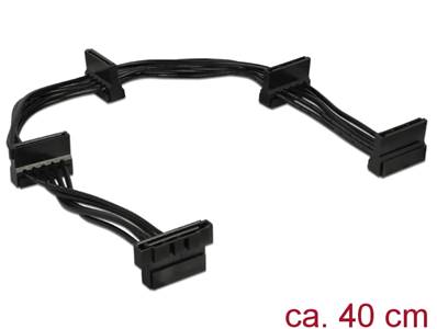 Câble Alimentation SATA à 15 broches mâle > 4 x SATA à 15 broches femelle 40 cm noir