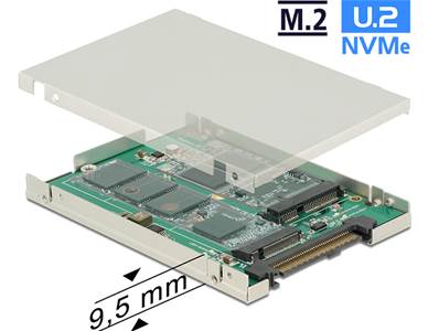 Convertisseur 2.5" SATA Express / U.2 > 1 x M.2 / 1 x mSATA avec boîtier 9,5 mm