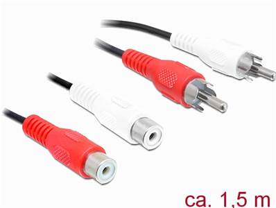 Câble RCA 2 x mâle > RCA 2 x femelle 1,5 m