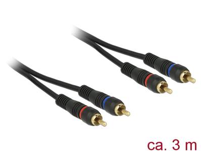 Kabel 2 x Cinch Stecker > 2 x Cinch Stecker 3,0 m koaxial OFC schwarz