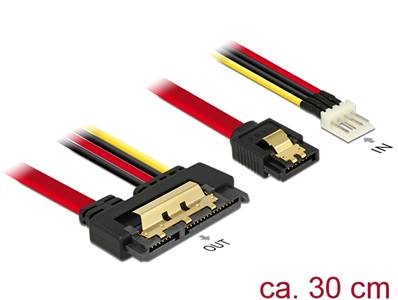 Câble SATA 6 Gb/s 7 broches femelle + alimentation Disquette 4 broches mâle > SATA 22 broches femell