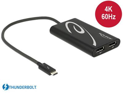 Adaptateur Thunderbolt™ 3 mâle > 2 x Displayport femelle 4K 60 Hz