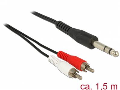 Câble Audio prise jack stéréo de 6,35 mm mâle > 2 x RCA mâle 1,5 m