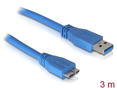 Câble USB 3.0 type-A mâle > USB 3.0 type Micro-B mâle 3 m bleu