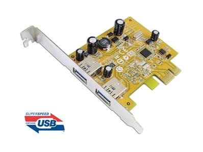Carte PCIe USB3.0, 2 ports type A certifié USB 3.0 host card TID 350000174