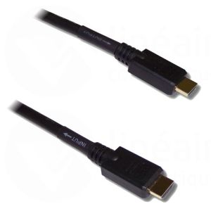 Cordon HDMI AMPLIFIE 1.4, M/M, câble double blindage, contacts dorés, longueur 30 mètres