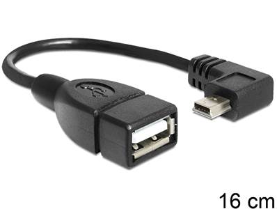 Câble mâle coudé Mini USB > USB 2.0-A femelle OTG 16 cm
