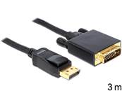 Câble Displayport 1.3 mâle > DVI 24+3 mâle passif 3 m noir