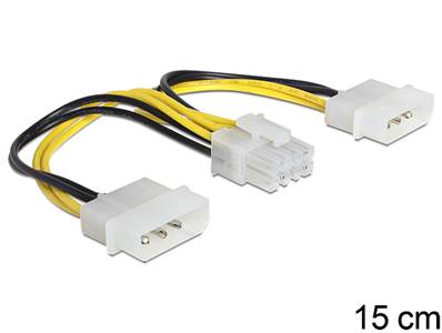 Câble d'alimentation 2 x 4 broches mâle Molex > EPS à 8 broches mâle 15 cm