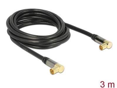 Câble d’antenne IEC mâle coudée > IEC femelle coudée RG-6/U 3 m noir