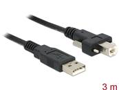 Câble USB 2.0 type A mâle > USB 2.0 type B mâle avec vis 3 m