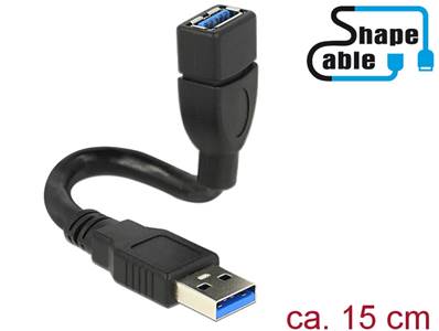Câble USB 3.0 Type-A mâle > USB 3.0 Type-A femelle ShapeCable 0,15 m
