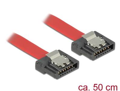 Câble SATA FLEXI 6 Go/s 50 cm en métal rouge