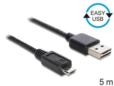 Câble EASY-USB 2.0 Type-A mâle > USB 2.0 Type Micro-B mâle 5 m noir