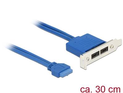 Support d'emplacement embase 1 x USB 3.1 19 broches femelle interne > 2 x USB Type-C™ femelle extern
