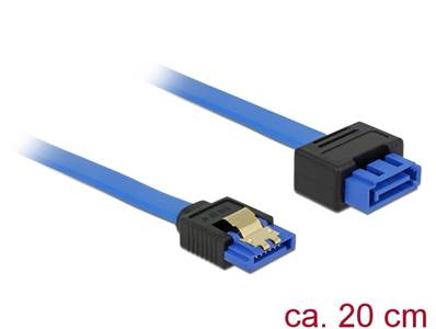 Câble prolongateur SATA 6 Gb/s femelle droit > SATA mâle droit 20 cm bleu à verrouillage
