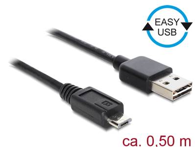 Câble EASY-USB 2.0 Type-A mâle > USB 2.0 Type Micro-B mâle 50 cm noir