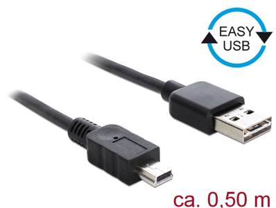 Câble EASY-USB 2.0 Type-A mâle > USB 2.0 Type Mini-B mâle 0,5 m noir