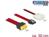 Câble SATA 6 Gb/s 7 broches femelles + Molex 2 broches mâles > SATA mâle 8 broches d'alimentation av