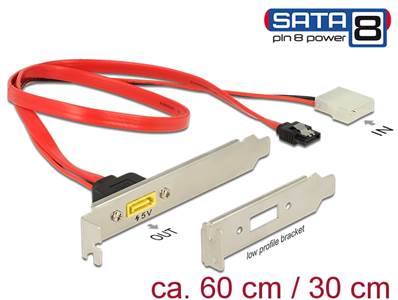 Support à fente SATA 6 Gb/s 7 broches femelles + Molex 2 broches mâles internes > SATA mâle 8 broche