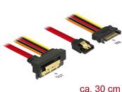 Câble SATA 6 Gbit/s 7 broches femelle + alimentation SATA 15 broches mâle > SATA 22 broches femelle