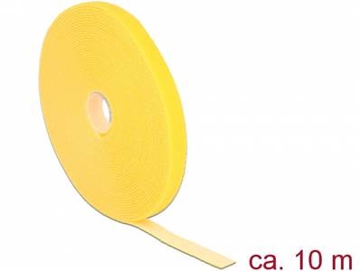 Fermetures par velcro L 10 m x l 13 mm rouleau jaune