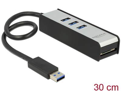 Hub USB 3.0 externe à 3 Ports + 1 fente de lecteur de cartes SD
