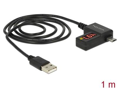 Câble USB 2.0 A mâle > Micro-B mâle avec indicateur LED pour les Volts et les Ampères