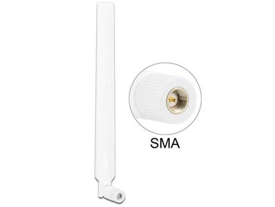 Antenne LTE SMA mâle 0 - 4 dBi omnidirectionnelle pivotante avec joint inclinable blanche
