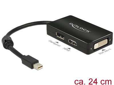 Adaptateur mini Displayport 1.1 mâle > Displayport / HDMI / DVI femelle passif noir