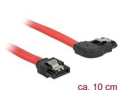 Câble SATA 6 Gb/s mâle droit > SATA mâle coudé à droite droite 10 cm métal rouge