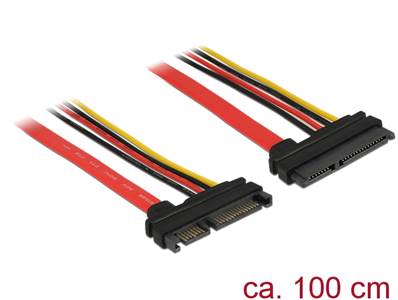 Câble d'extension SATA 6 Gb/s fiche à 22 broches > prise SATA à 22 broches (5 V + 12 V) 100 cm