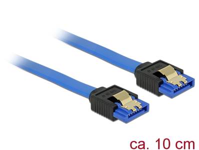 Câble SATA 6 Gb/s femelle droit > SATA femelle droit 10 cm bleu avec attaches en or