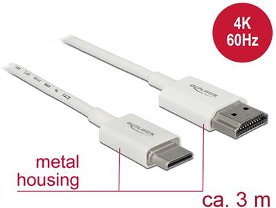 Câble HDMI haute vitesse avec Ethernet - HDMI-A mâle > HDMI Mini-C mâle 3D 4K 3 m Actif Fin Haut de